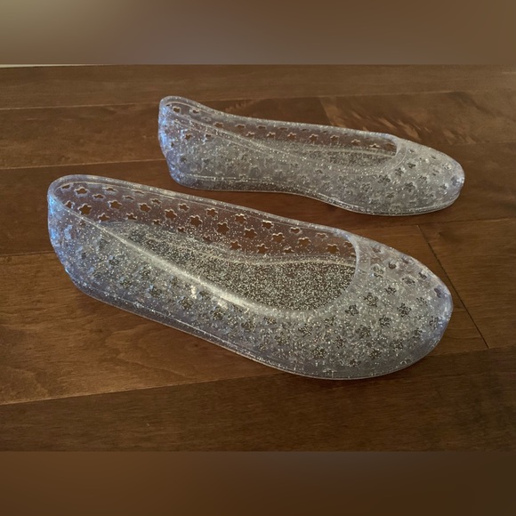 NWOT Old Navy Girls Sparkly Jelly Sandals Size 4 Clear with stars pattern - Picture 3 of 6